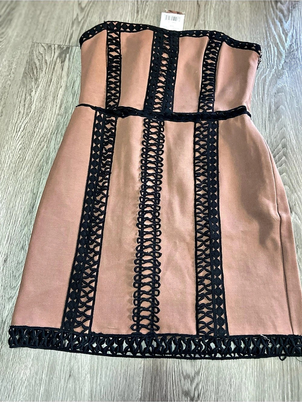 Free People Geometric Trim Mini Dress in Pink & Black Size 6 NWT